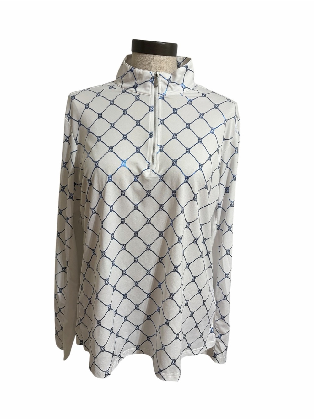 San Soleil Shirt Womens Chain Link 1/4 Zip UV 50 Cooling Top Golf Pickleball L